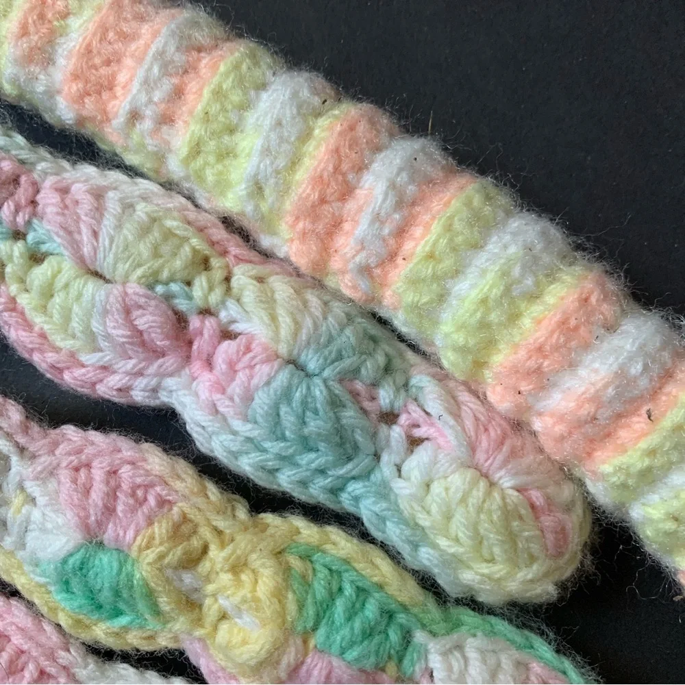 v i n t a g e :: 4 Handmade Rainbow Pastel Crochet Knit Clothing Hangers